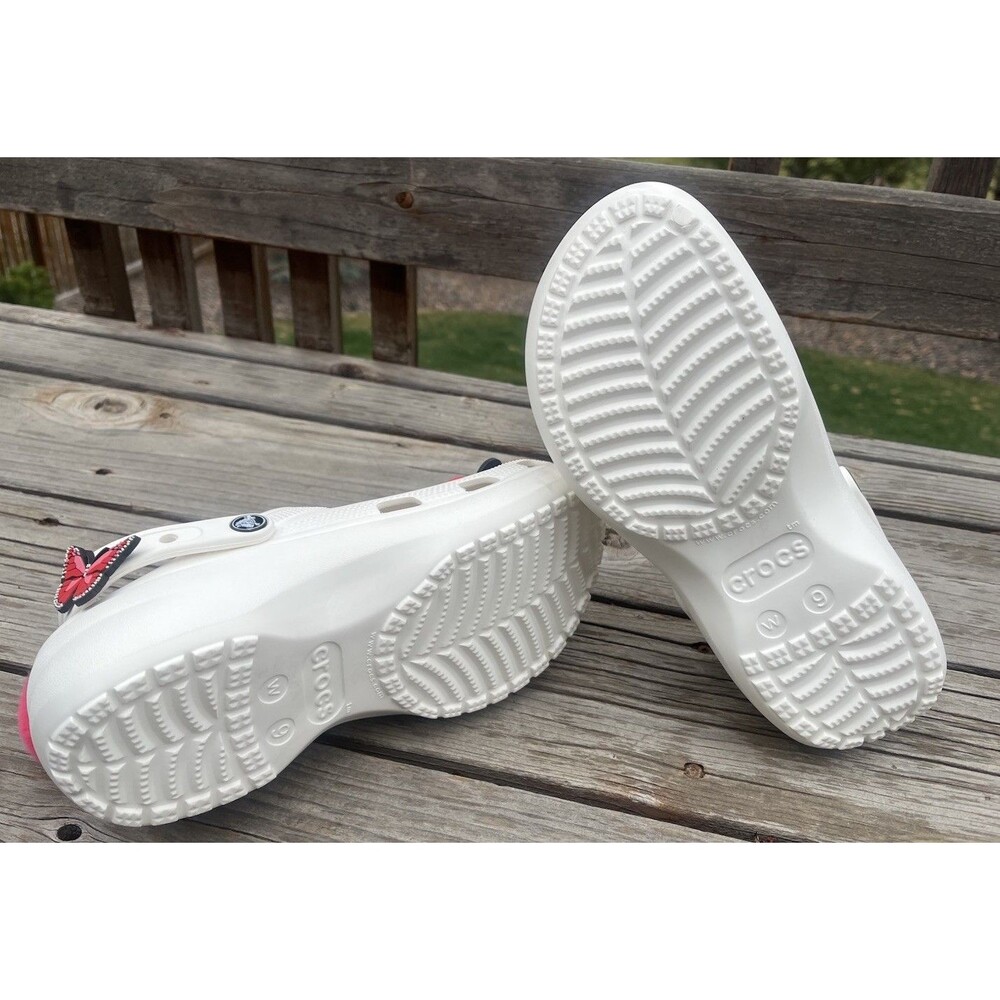 Crocs Classic Platform Clogs Women’s 9 White Heart Love Valentine Charms 206750 - Picture 11 of 13